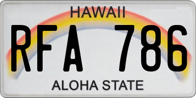 HI license plate RFA786