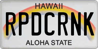 HI license plate RPDCRNK