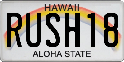 HI license plate RUSH18