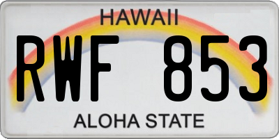HI license plate RWF853