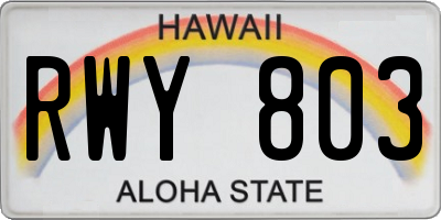 HI license plate RWY803