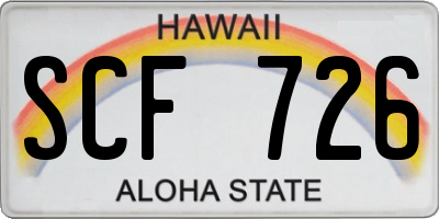 HI license plate SCF726