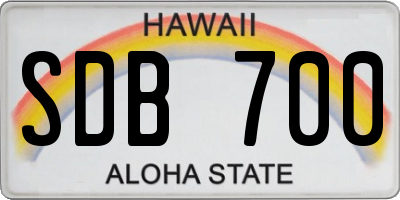 HI license plate SDB700