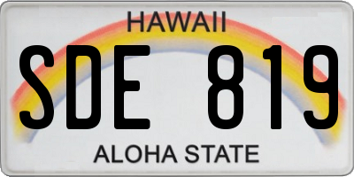HI license plate SDE819