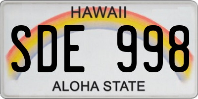 HI license plate SDE998