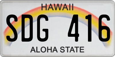 HI license plate SDG416