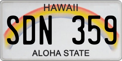 HI license plate SDN359