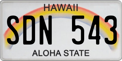 HI license plate SDN543