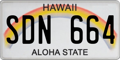 HI license plate SDN664