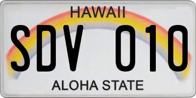 HI license plate SDV010