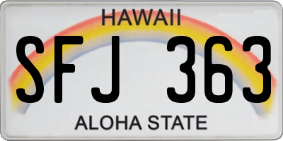 HI license plate SFJ363