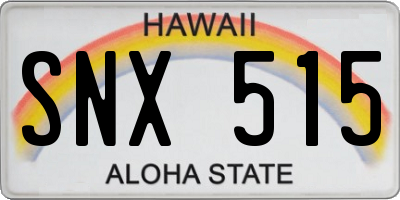 HI license plate SNX515