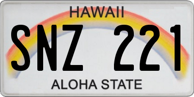 HI license plate SNZ221