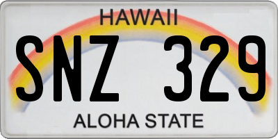 HI license plate SNZ329