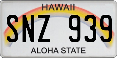 HI license plate SNZ939