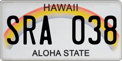 HI license plate SRA038