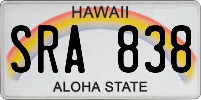 HI license plate SRA838