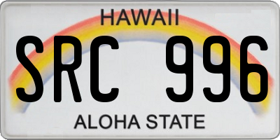 HI license plate SRC996