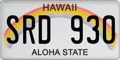 HI license plate SRD930