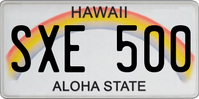 HI license plate SXE500