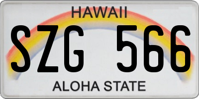 HI license plate SZG566