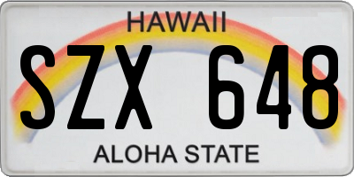 HI license plate SZX648
