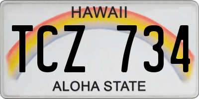 HI license plate TCZ734