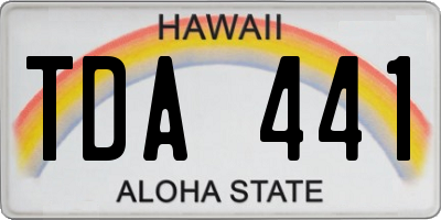 HI license plate TDA441