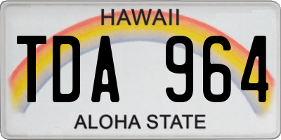 HI license plate TDA964