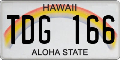 HI license plate TDG166