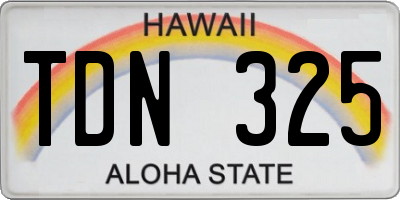 HI license plate TDN325