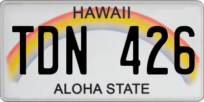 HI license plate TDN426
