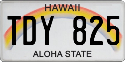 HI license plate TDY825