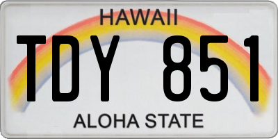 HI license plate TDY851