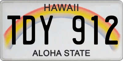HI license plate TDY912