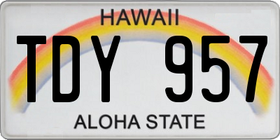 HI license plate TDY957