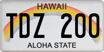 HI license plate TDZ200