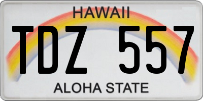HI license plate TDZ557