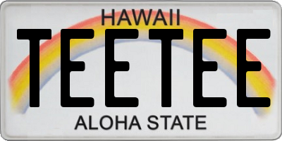 HI license plate TEETEE