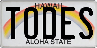 HI license plate TODES