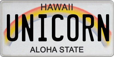 HI license plate UNICORN