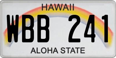 HI license plate WBB241