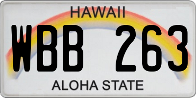 HI license plate WBB263