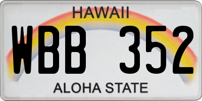 HI license plate WBB352