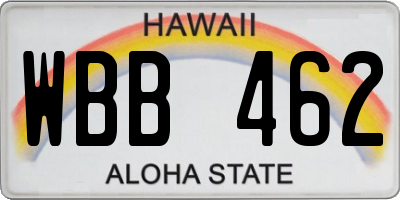 HI license plate WBB462