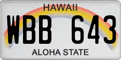 HI license plate WBB643