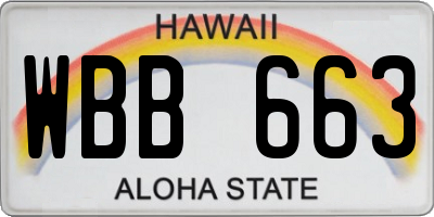 HI license plate WBB663