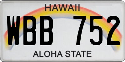 HI license plate WBB752
