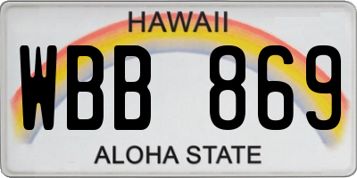 HI license plate WBB869