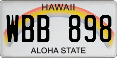 HI license plate WBB898